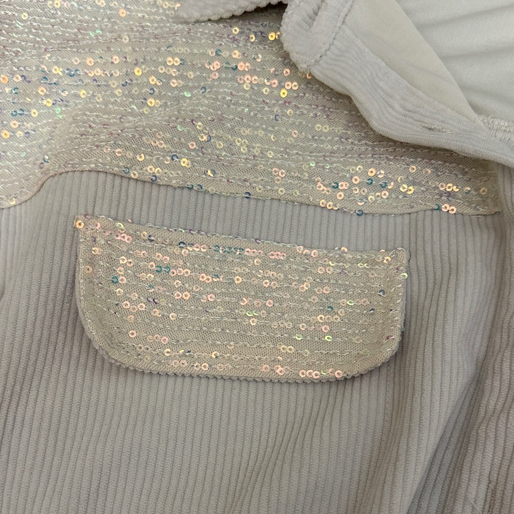 Cream Button-Up jacket/shirt with Sequin Details - Picture 3 of 6